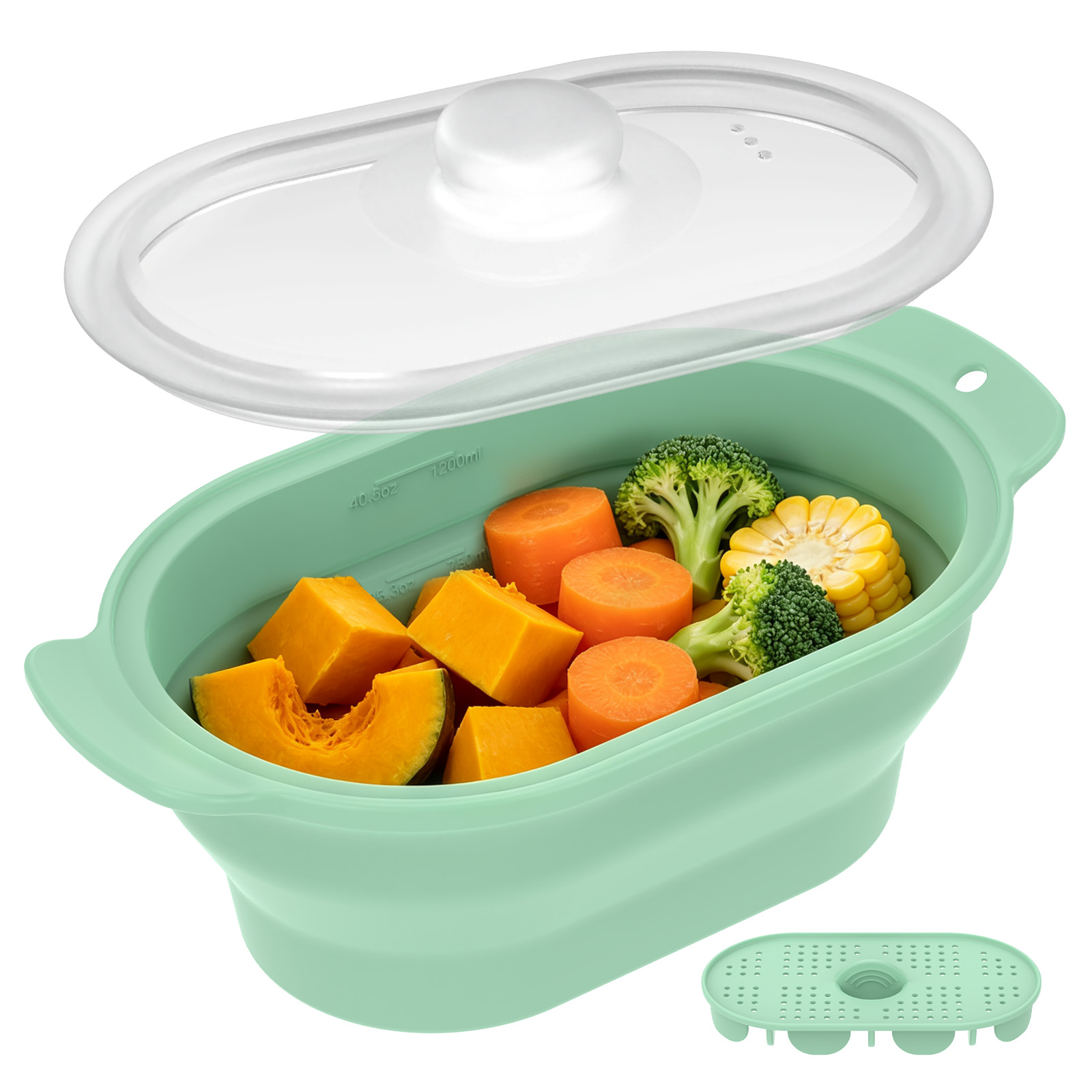 Meal Prep Frozen - Pengukus Sayuran Silikon untuk Microwave dengan