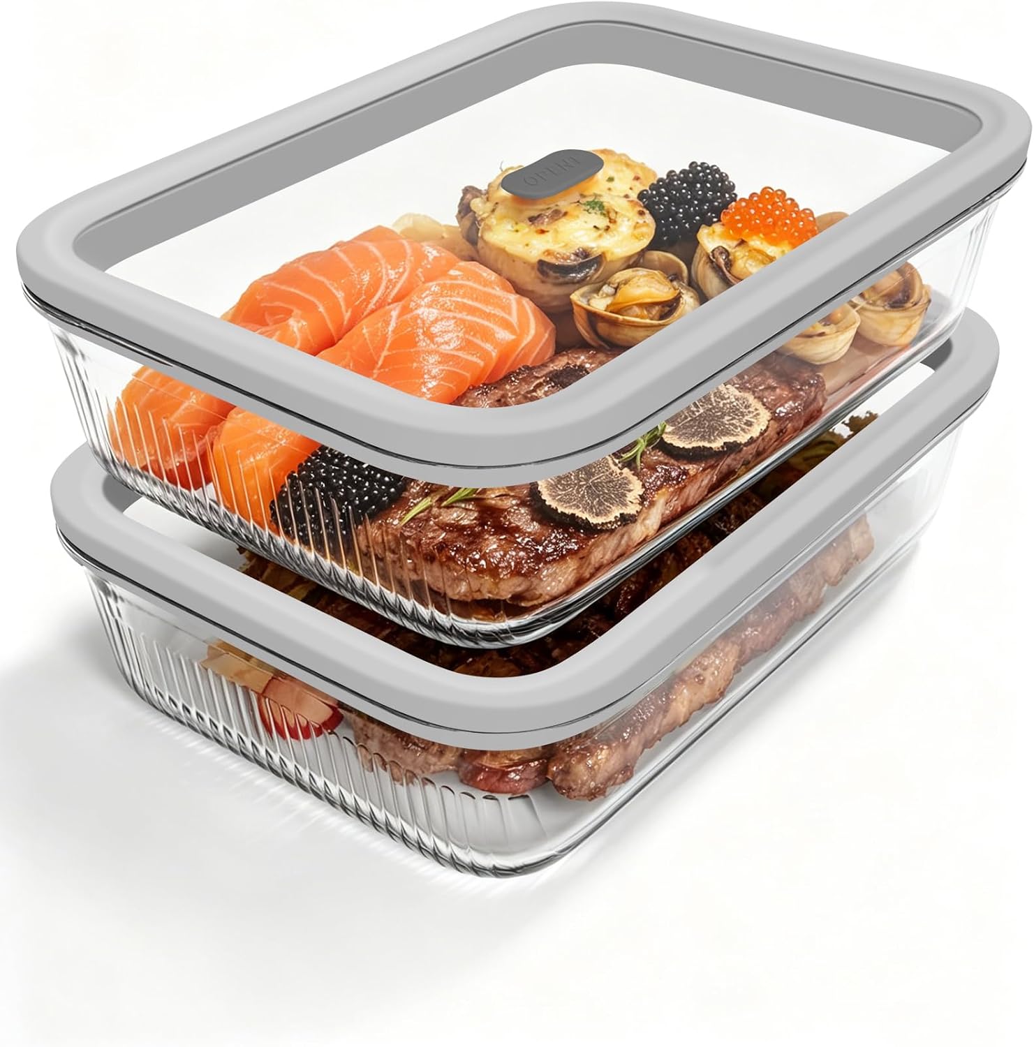 Meal Prep Box - 2 Paket Wadah Penyimpanan Makanan Kaca