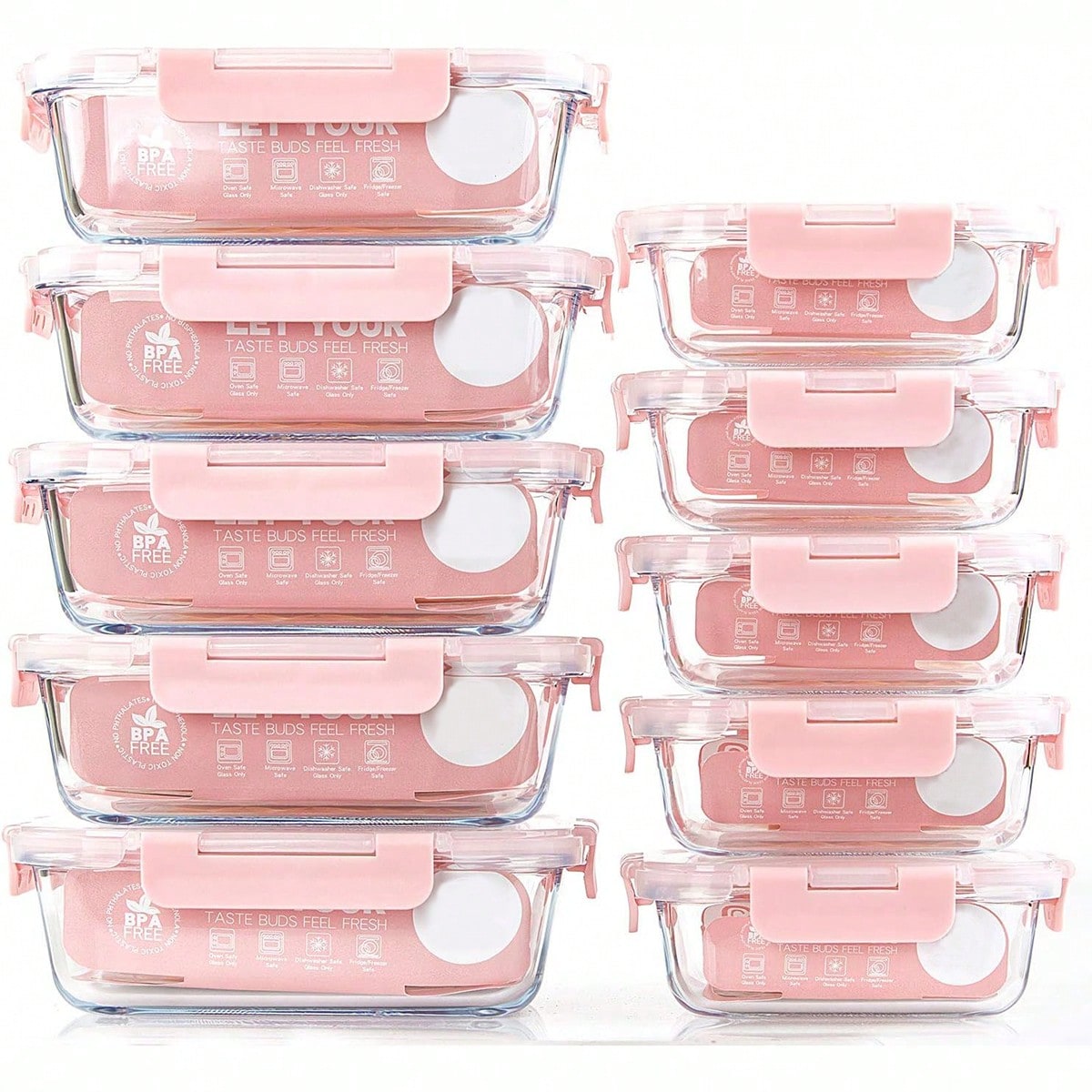 Meal Prep Box - 10 Wadah Makanan Kaca, Wadah Penyimpanan