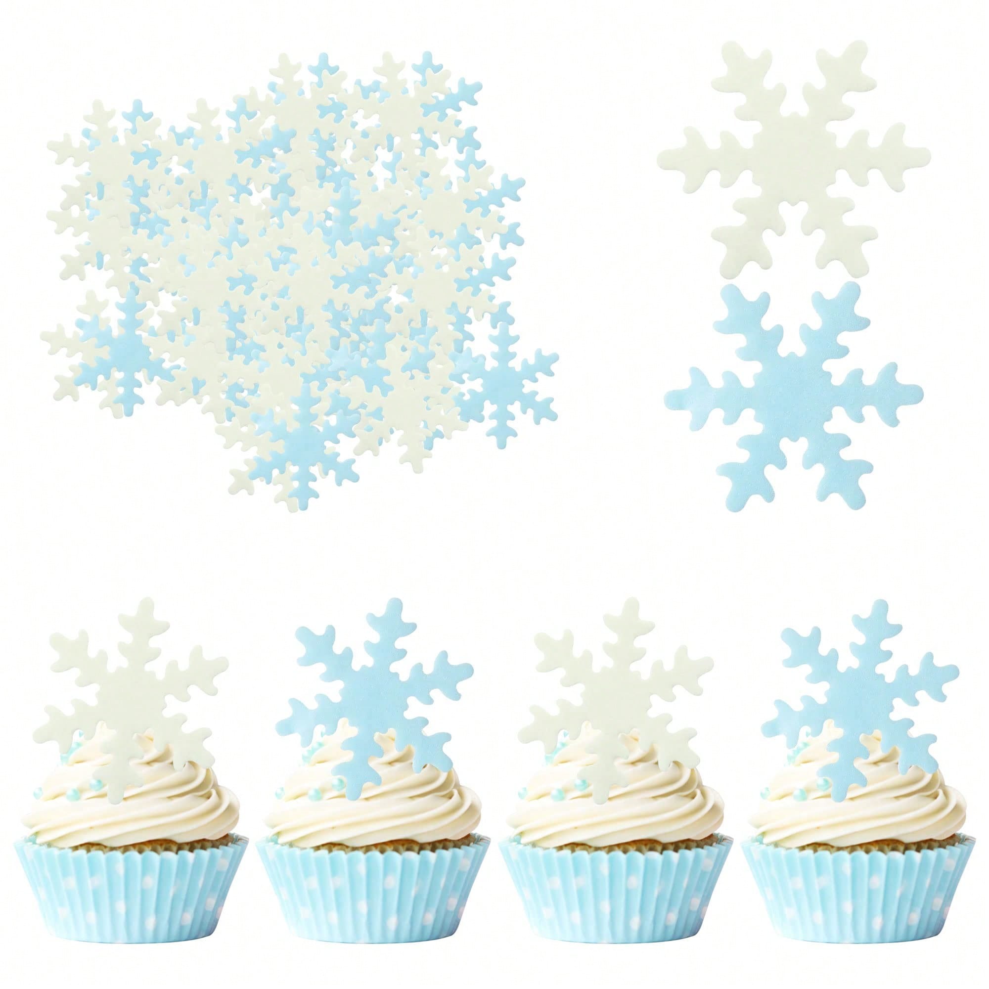Meal Prep Frozen - 50Pcs Hiasan Kue Cupcake Biru Putih,