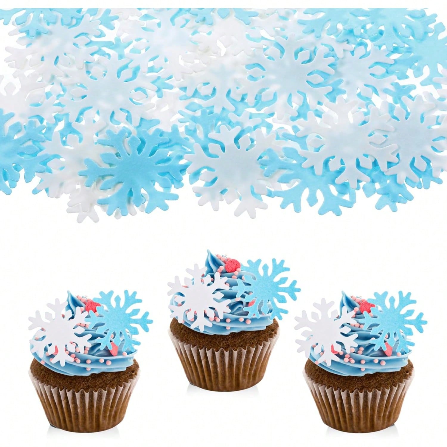 Meal Prep Frozen - 50Pcs Hiasan Kue Cupcake Biru Putih,