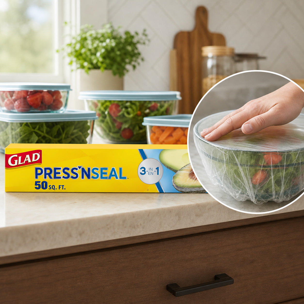 Meal Prep Wraps - Pembungkus Makanan Plastik Transparan, Tahan Bocor,