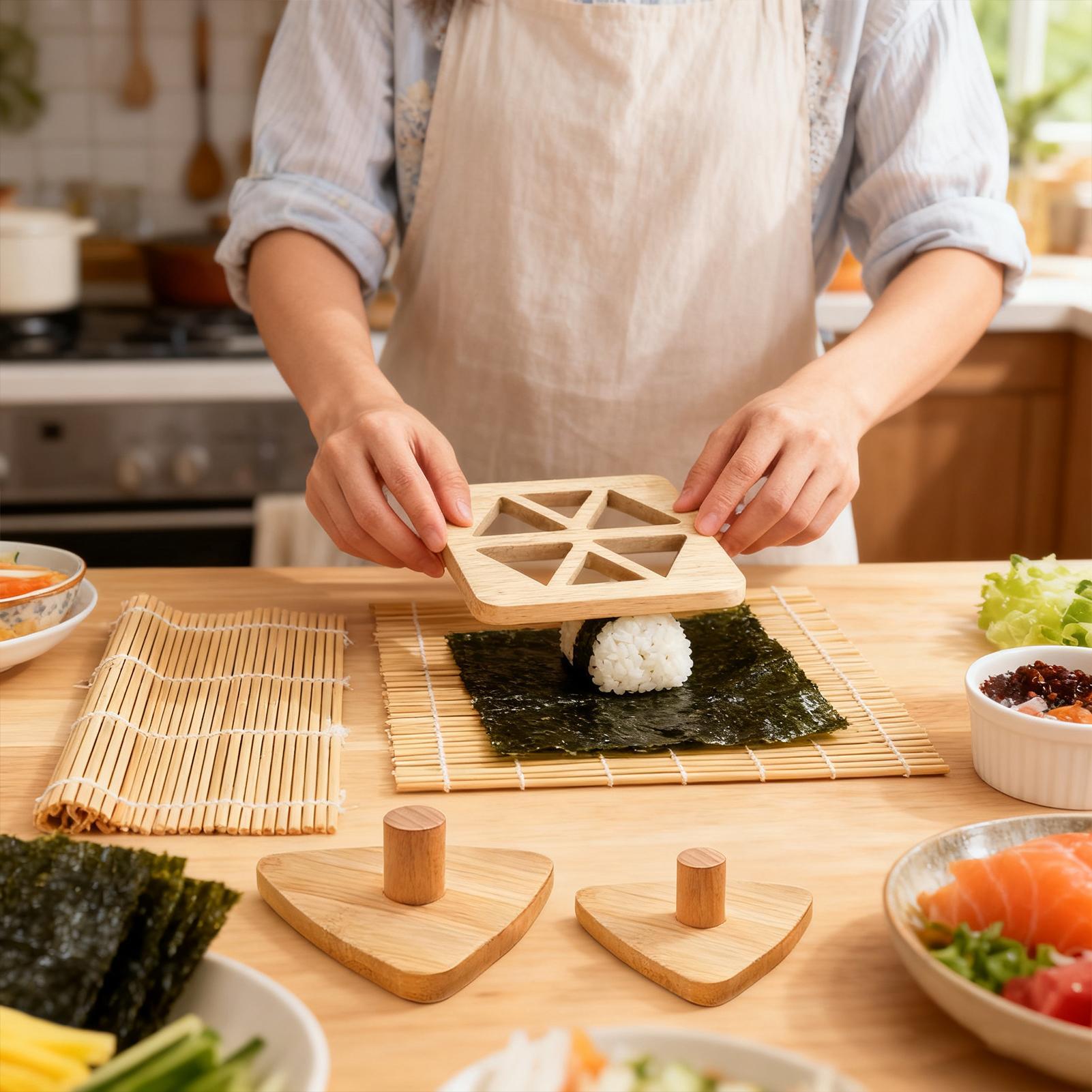 Cetakan Nasi Kepal Kayu Klasik - Meal Prep Template ulasan dan harga