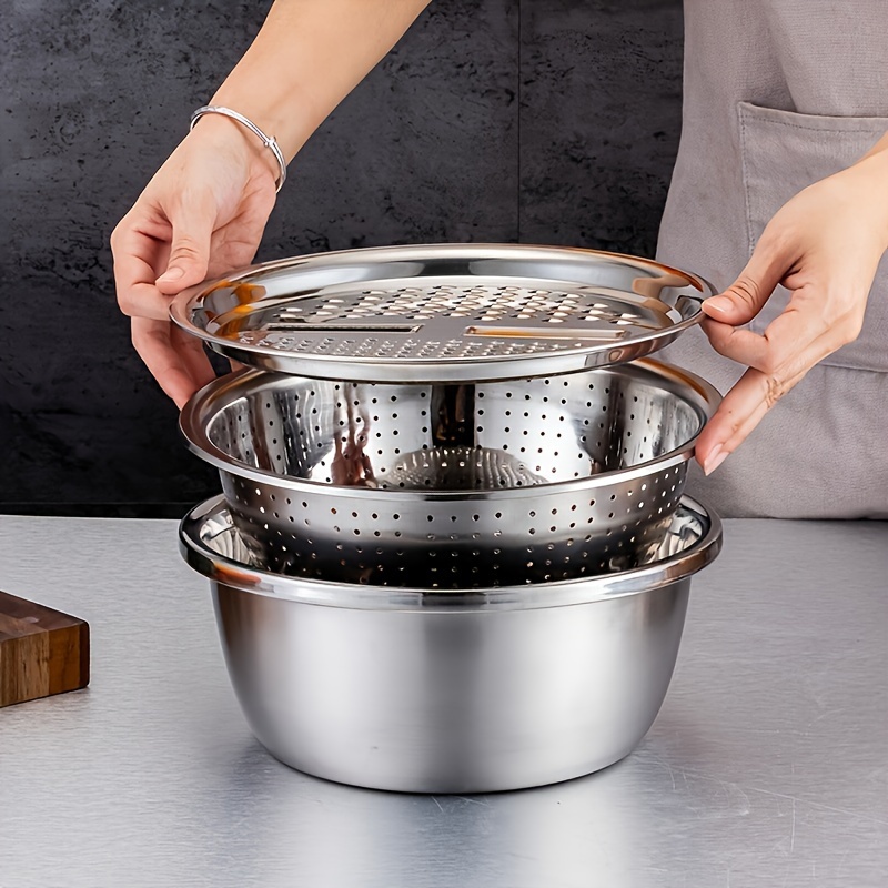 3pcs Set Saringan Dapur Stainl - Meal Prep Chef ulasan dan harga