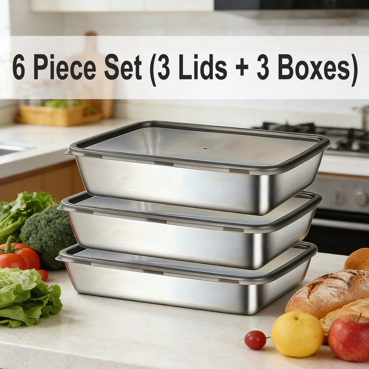 6pcs (3 Kotak + 3 Tutup) Set W - Meal Prep Box ulasan dan harga