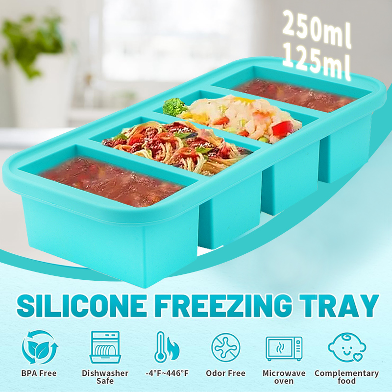 4 Cetakan Beku Silikon Tertutu - Meal Prep Template ulasan dan harga