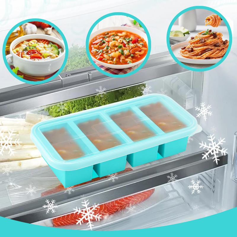 4 Cetakan Beku Silikon Tertutu - Meal Prep Template ulasan dan harga