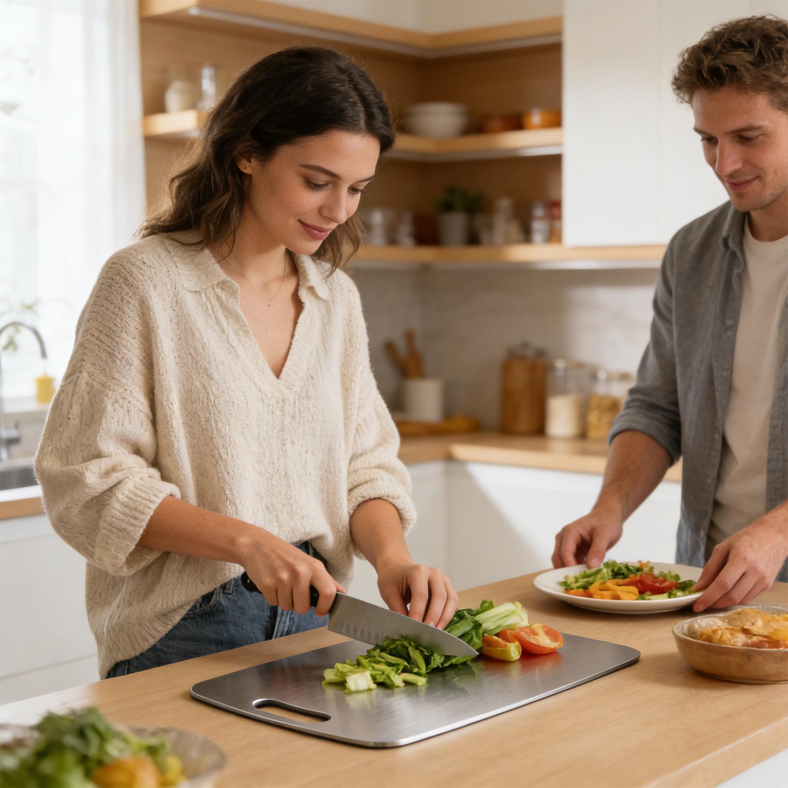 Papan Pemotong Stainless Steel - Meal Prep With Chicken ulasan dan harga
