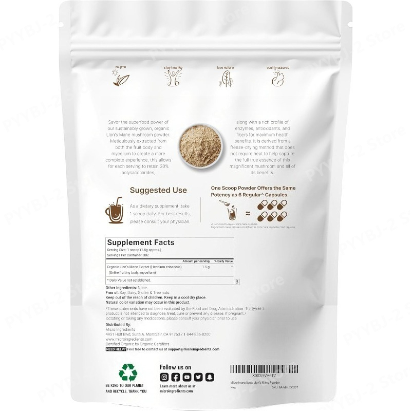 Bubuk Jamur Lion's Mane Organi - Meal Prep Smoothies ulasan dan harga